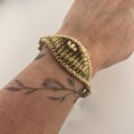 Free People NWT Handmade Woven Bracelet green shimmer Photo 3