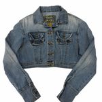 Star Jeans Y2K 90’s Faded Blue Denim Retro Cropped Jean Jacket Size Medium Photo 0