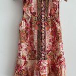 Free People Tunic Small Tulum Floral Boho Linen Blend Flowy Flounce Top Festival Photo 0