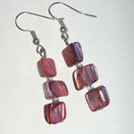 Elegant Pink Abalone Shell Beaded Boho Dangle Earrings Silver Photo 1
