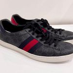 Gucci Ace GG Supreme Monogram Low Top Sneakers Black Gray Mens Size US 9.5 Photo 4