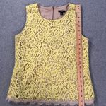 Ann Taylor Sleeveless Lace Blouse Yellow Women's 2 Scallop Hem Lined Photo 3