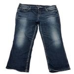 Silver Jeans Co Womens Size 18 Blue Aiko Mid Capri Dark Wash Distressed Denim Photo 1