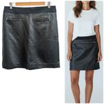 Ann Taylor Black Diamond Quilted Faux Vegan Leather Knit Waist Skirt 6 Small Photo 1