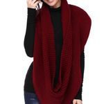BURGUNDY CABLE KNIT CHUNKY CIRCLE SCARF Red Photo 1