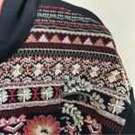 ZARA Women Black Beaded Boho Embroidered Cropped Hooded Sweater S Photo 6