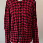Liz Claiborne  Houndstooth Cardigan Red/Black Size XL Photo 0