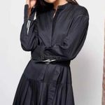 LA LIGNE Stephanie Pleated Maxi Long Sleeve Dress Size XS 100% Cotton Black Photo 1