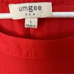 Umgee Women’s Sz L Red Tunic Top Blouse Roll Tab Sleeves High Low Hem Holiday Photo 4