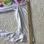 Investments White and Pink 3/4 Sleeve Notched Collar Shirt Photo 5