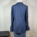Denim 24/7 Women's Blue Denim Ruffle Front Long Sleeve Shirt Size 18W Photo 4