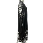 Anthony Richards Black White Floral Hawaiian SS 1/2 Zip Robe Loungewear Medium Photo 3