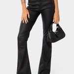 Edikted Luna Faux Leather Flare Jeans Photo 0