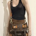Vintage B. MAKOWSKY Two Tone Brown Genuine Leather Slouchy Satchel Crossbody Photo 3