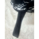 Free People NWT Two Tone Ruched Floral Picot Trim Tank Top Black Combo Large Photo 3