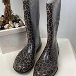 Brown & Black Animal Print Calf Height Waterproof Rubber Rain Boots 7 Photo 1
