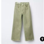 ZARA NWT Wide Leg High Rise Button Fly Sage Green Jeans Size 30 Photo 1