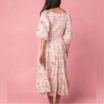 Ivy City Co Roselyn Dress Pastel Floral Smocked Bodice Puff Sleeve Tiered Large Pink Photo 1