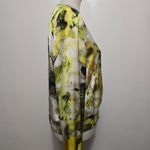 Conrad Collection Abstract Floral Satin Bomber Jacket 8 Green Yellow Zip Front Photo 3