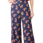 Jill Jill Stuart  Navy High Rise Floral Wide Leg Flat Front Pants Size Medium Photo 9