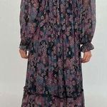 Vintage Union Made Pleated Midi Dress Size 4 Dark Floral Purple Fairy 70s 80s Photo 1