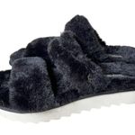 Koolaburra by Ugg  FUZZ ON FAUX-FUR SLIDE ON BLACK SANDALS Photo 1