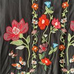 ZARA  Black Mini Ruffle Tunic Dress With Colorful Floral  Embroidery Design XS Photo 7