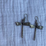 Dragonfly Earrings Dangle Dragonflies Nature Bohemian Jewelry Sterling‎ Silver Gray Photo 3