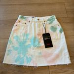 Levi's NWT Levi’s High Rise Deconstructed Skirt Tie Dye Premium Denim Raw Hem Size 27 Photo 1