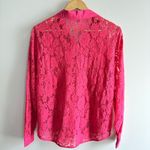 Saks 5th Avenue Saks Fifth Avenue Womens Pink Lace Sheer size L Long Sleeve Button Floral Mesh Photo 7