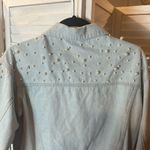 Sweet Generis Light Blue Cropped Denim Jacket With Pearl Accents Photo 4