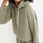 Aerie  Ribbed Hoodie Sage Green Size Medium Cropped Sweatshirt Oversized Photo 0