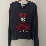 Wildfox  Navy Graphic Top NWT “Vote Yes On Three Day Weekends” Oversized Photo 0