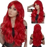 24 Inches Long Ruby Red Synthetic Wig For Women Photo 1