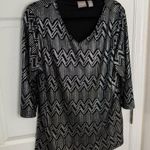 Chico's Black and Silver Metallic Zigzag Blouse 16/XL Photo 0
