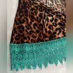 L&B Lucky & Blessed Leopard Print Turquoise Lace Trim Duster Vest XL Western Brown Photo 4