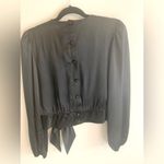 Vintage 80s Black Satin &Sequin wrap blouse size 11 Black Photo 2