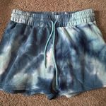 Women’s Tie dye blue and white fleece shorts with elastic waist drawstring Multiple Size M Photo 0