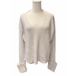Helmut Lang  V-Neck Relaxed Knit Sweater in Ivory Photo 1