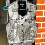 Forever 21 XXI Premium Denim Black/Silver Metallic Denim Vest S Photo 0