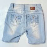 Moda Express MX JEANS Levanta Cola Torn Light Wash Mid Thigh Shorts Size 5 Blue Photo 6