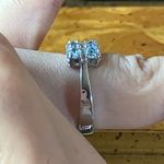 Natural Aquamarine White Diamond Sterling Silver Ring Size 7.75 Photo 2