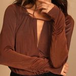 Free People Intimately Kaya Long Sleeve Cutout Bodysuit Chocolate Brown Size XL Photo 14