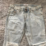 One Teaspoon One X  Light Blue Distressed Jeans with Floral Design Photo 0