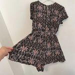 Lush Clothing LUSH Black Multi Paisley Floral Short Sleeve Boho Surplice / Faux Wrap Romper L Photo 10
