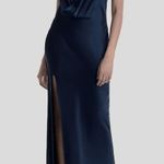 Ramy Brook NWT Dark Navy Blue Plunging Neckline Halter Tie Valentina Gown Size 6 Photo 0