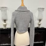 The Limited  Gray Cropped Cardigan Sweater with Sparkle Thread Photo 2