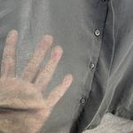 Brandy Melville Women's Button Down Blouse Long Sleeve Solid Black Sheer One Siz Photo 2