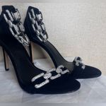 Gianni Bini Black Heels with Silver Chain Detail Photo 2