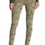 Free People  Green & Khaki High Rise Skinny Long and Lean Jeans Size 26 Photo 0